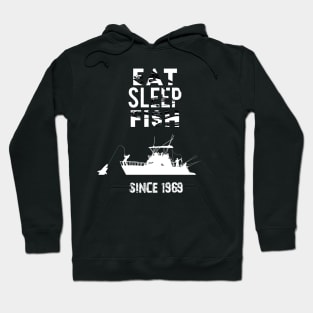 Eat Sleep Fish Since 1969 Fishing 51st Birthday Hoodie